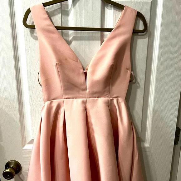 strapless open back dress Off Shoulder Hot Pink Lace Long Prom Dress with High Slit, Off the Sho –  abcprom main image 0